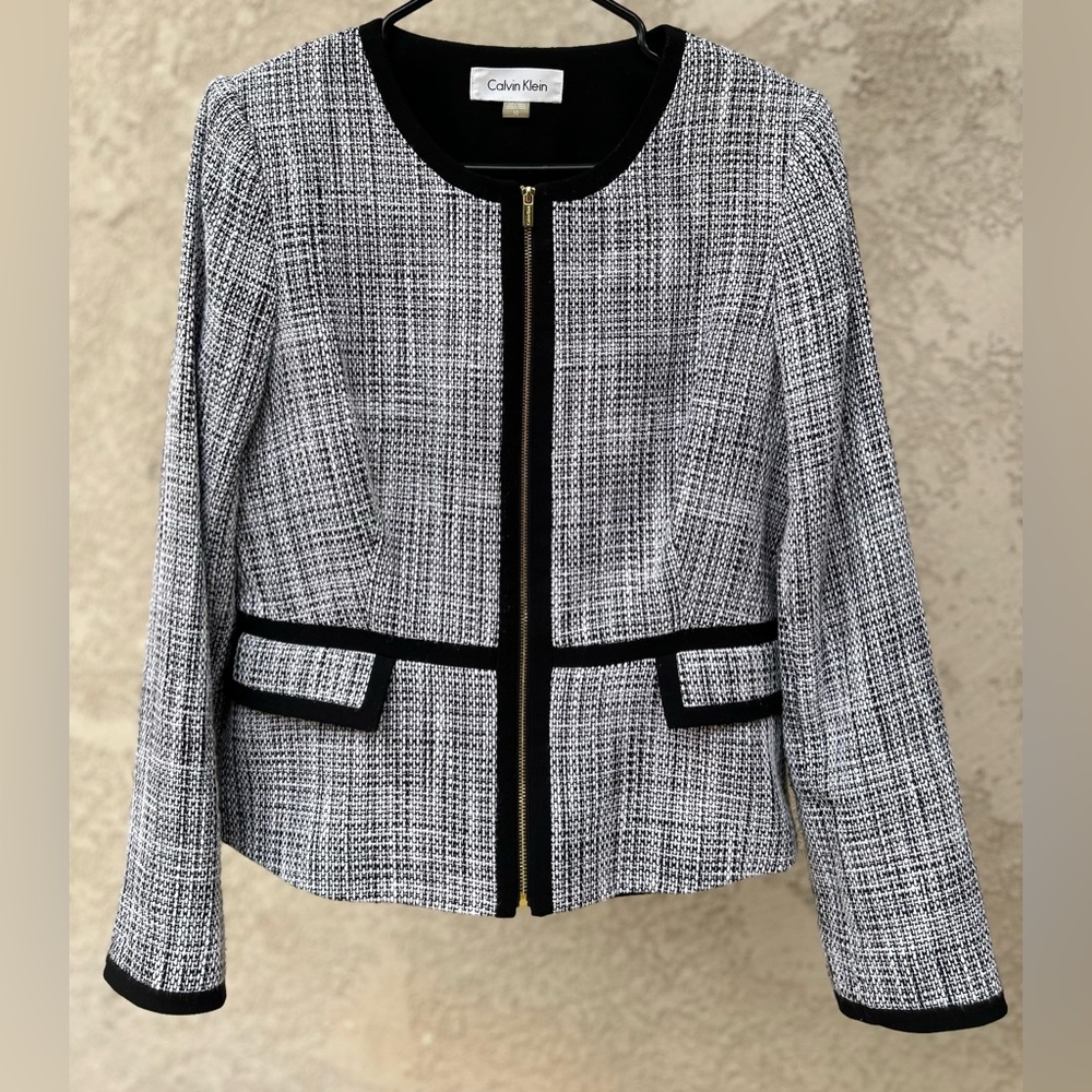 NW Calvin Klein Tweed Zip Up Jacket Sz 10